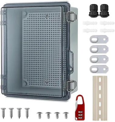 Productafbeelding van Famanu aansluitdoos - waterdicht IP67 - afsluitbare verdeeldoos - transparante kabelbox voor buiten, met wandmontageaccessoires en slot (230 x 165)