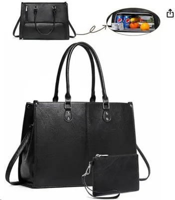 Produktbild von Vegane Laptoptasche 2-in-1 - 15,6-Zoll - Isolierte Tasche - Schul- und Bürotasche - Veganer Leder - Schwarz
