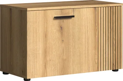 Produktbild von trendteam Garderobe PureBliss Sitzbank, Evoke Eiche Melamin/Schwarz, B/H/T ca. 80/49/36 cm