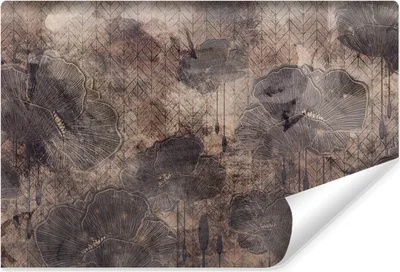 Produktbild von Muralo Selbstklebende Fototapete für Wohnzimmer MOHNBLUMEN Ornamente Abstraktion Retro Br. 152.5cm x Hö. 104cm