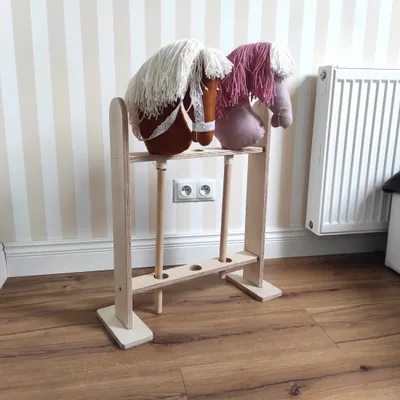 Produktbild von Stall fur 3 hobby horse, pferde stall, 3 hobby horse Ständer, hölzerne Stall, Wand Regal fur hobby horse, Kinder Pferde Ständer,