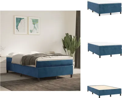 Produktbild von vidaXL Boxspringbett Dunkelblau 120x200 cm Samt -  Betten & Bettgestelle