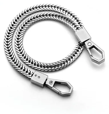 Metallene Taschenkette, 100 cm, silber, mit Karabinerhaken