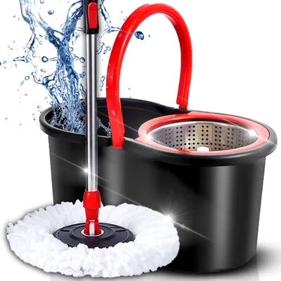 Produktbild von Zestaw mopów do podłóg z wiadrem i mopem obrotowym z teleskopowym uchwytem Mop płaski Mop Clean z mikrofibry XL Wszystkie rodzaje podłóg Retoo