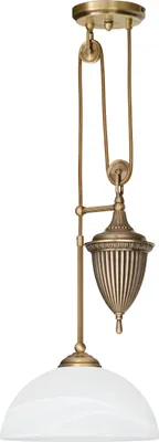 Produktbild von Messing Pendelleuchte klassisch Alabaster Goldpatina 75cm O30cm E27 60W Esstisch Küche Wohnzimmer handgefertigt