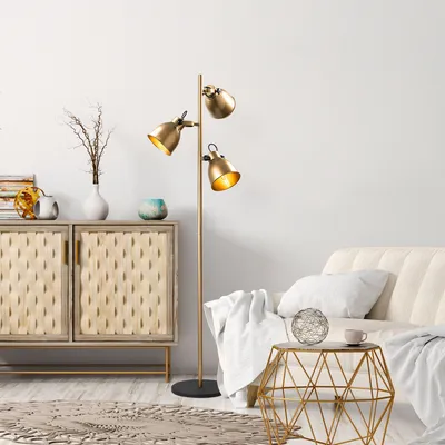 Produktbild von Opviq, Spotkafasi 13786 - Gold, Stehlampe, METALLKÖRPER, Gold, 162 x 37 x 37 cm