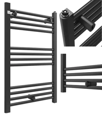 Obrázok produktu pre Granitan – kúpeľňový radiátor – sušič uterákov – 80 × 40 cm – čierny – ohrievač uterákov – PUERTO
