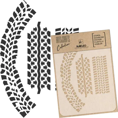 Produktbild von Malschablone für Handwerk A3 30x42cm, Auto Rad Reifen Spur Muster, Wiederverwendbare Kunststoff DIY & Scrapbooking Zeichenschablone