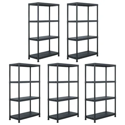Obrázek produktu pro Skladové regály 5 ks černé 60 x 30 x 138 cm plastové