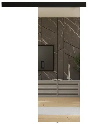 Produktbild von KIER FURNITURE Schiebetür Komplettset mit Spiegel MESTO Sliding Door, Raumteiler Schiebetür Schwarz 106x205x1,6 cm
