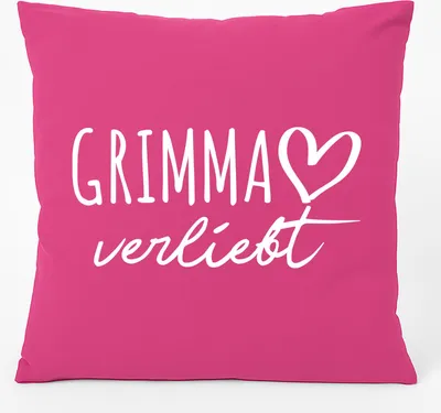 Produktbild von Huuraa Kissen Grimma verliebt 40x40cm mit Füllung Fuchsia Baumwolle Dekokissen Geschenkidee