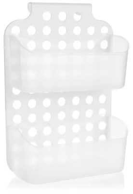 Produktbild von Duschkorb Duschablage Duschregal - 2 Fächer - Weiß - 36 x 25 x 9 cm - Kunststoff - Zum Hängen ohne Bohren