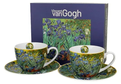 Immagine prodotto di Duo | Set di tazze per espresso Van Gogh "Iris" - 90 ml - Design artistico - Porcellana di alta qualità