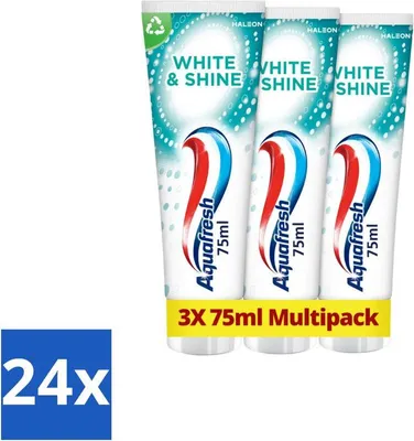 Zdjęcie produktu dla Pasta do zębów Aquafresh White & Shine - Opakowanie ekonomiczne - 3 tubki - Zestaw promocyjny - 24 sztuki