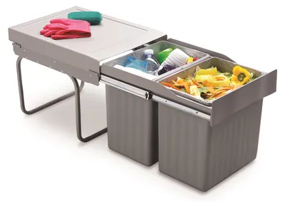 Produktbild von Victory Einbau-Abfallsammler Double Master 40Dt Alugrau 32 Liter Vollauszug