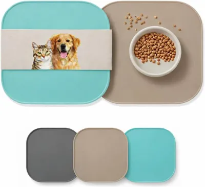 Image de Sous-couche Fressnapf, 26 cm x 26 cm, lot de 2, antidérapante, vert et beige, pour intérieur