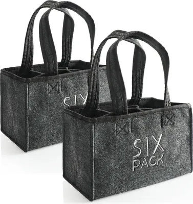 Produktbild von com-four® 2x Flaschentasche - Getränkehalter aus Filz für 6 Flaschen - faltbare Filztasche mit Henkeln für Getränke - 6er-Träger für Flaschen bis 0,5 l - Herrenhandtasche