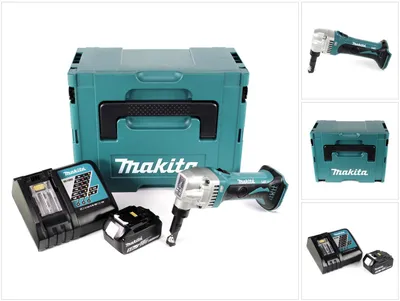 Zdjęcie produktu dla Akumulatorowe nożyce do blachy Makita DJN 161 RT1J 18V + 1x akumulator 5.0Ah + szybka ładowarka + Makpac