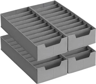 Image de Rangement pour sous-vêtements – Lot de 4 – Avec compartiments – Pliable