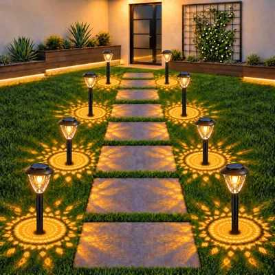 8 Solar-Lampen warmweiß, IP65, Dämmerungssensor, für Garten
