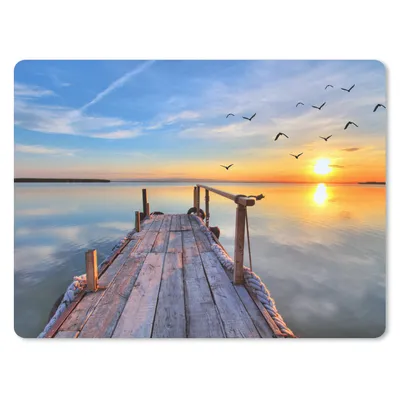 Produktbild von MuchoWow® Mauspad Mousepad Wasser - Steg - Vögel - Sonnenuntergang - Horizont 23x19 cm - Mousepads - Maus Mat - Pad - Mausunterlage - Schreibtischunterlage - Mauspad