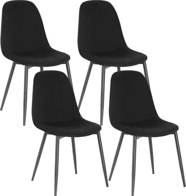 Produktbild von EUGAD 4er Set Esszimmerstühle, Polsterstuhl mit Samtbezug, Schwarz