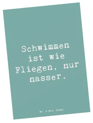Produktbild von Mr. & Mrs. Panda Ansichtskarte Spruch Schwimmen wie Fliegen - Meeresbrise - Geschenk, Sportler Geschenke, Kunstkarten, Postkarten, Teamsport, Grußkarte, Postkarte, Sport