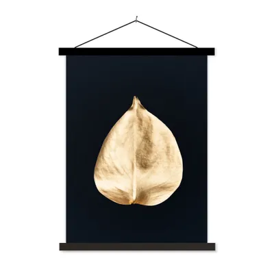 Produktbild von MuchoWow® Textilposter Blätter - Schwarz und Gold - Schwarz - Gold - Luxus 40x53 cm mit schwarzem Rahmen - Abbildung