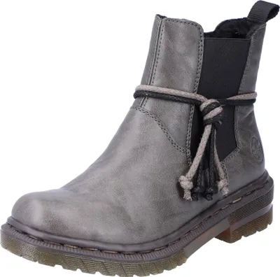 Produktbild von Rieker Damen Stiefelette Stretcheinsatz Reißverschluss transparente Sohle 78272, Größe:38 EU, Farbe:Grau