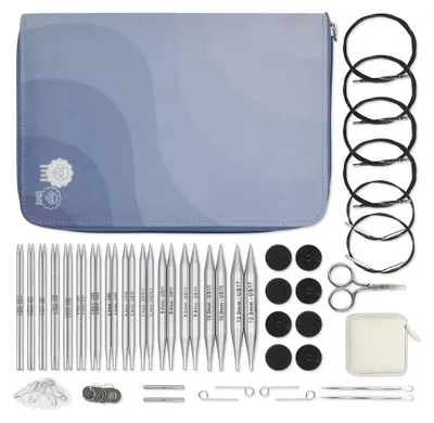 Rundstricknadel-Set 14 Paar 3,00–12,00 mm Metall mit Zubehör in Tasche