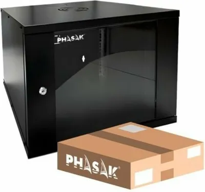 Zdjęcie produktu dla Phasak PHO 2007D, Szafa wisząca, 7U, 80 kg, Zamek, Relingi, 12 kg