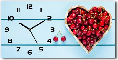 Produktbild von Wanduhr aus Glas – 60x30 cm - Glasbild - Glasuhr - Gehärtetes Glas - schwarze-zeiger - Das Herz aus Kirsche