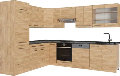 Produktbild von Eckküche Vicco Fame-Line Goldkraft Eiche 227 x 60 cm , AP Anthrazit, Model 56895