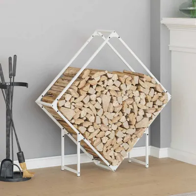 Produktbild von "2026 Promotion" Brennholzregal Weiß 100x25x100 cm Kaltgewalzter Stahl - Kaminholzregale CC32422