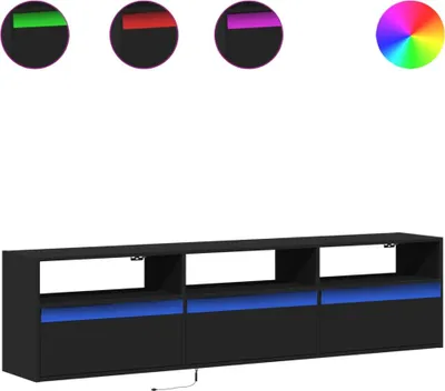Immagine prodotto di Mobile TV a parete con LED Nero 180x31x45 cm