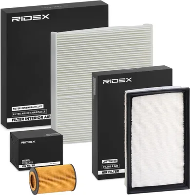 Produktbild von RIDEX Filterset Inspektionspaket Filtersatz für VW Golf VII Schrägheck (5G1, BQ1, BE1, BE2) Passat Variant (3G5, CB5) Golf VII Variant (BA5, BV5)