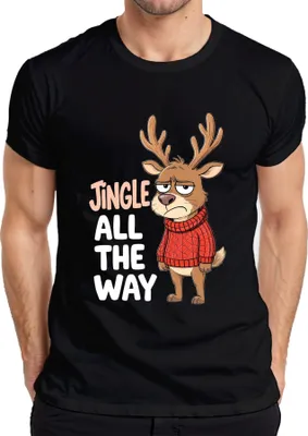 Produktbild von Jingle All The Way mürrisches Rentier Weihnachten Cartoon lustig Herren T-Shirt, Schwarz, S
