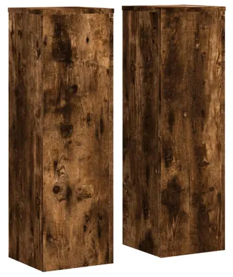 Image de vidaXL Support pour plantes 2 pcs. Chêne fumé 25x25x80 cm Bois composite