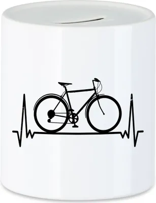 Produktbild von Fahrrad Spardose Heartbeat Geschenk Fahrradfahrer Radfahrer Fahrradfahrerin mit Fahrradmotiv Bike