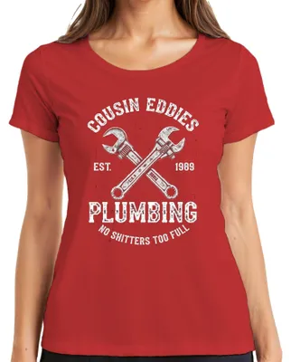 Immagine prodotto di Maglietta da donna Cousin Eddies Plumbing No Shitters Plumber Beautiful Weighting, rossa, XXL