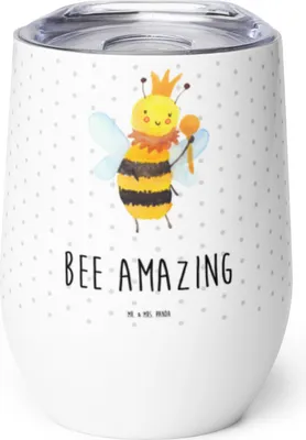 Produktbild von Mr. & Mrs. Panda Thermobecher Biene König - Weiß - Geschenk, Thermo Becher, Isolierbecher, thermosbecher, kaffee tasse, glühweinbecher