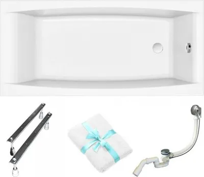 Produktbild von Cersanit | Badewanne - Wanne Rechteckige Virgo - 160x75 Cm - Ergonomische Form - Mit Siphon Und Füßen - Acrylbadewanne