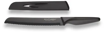 Brotmesser 20 cm, schwarz, mit Klingenschutz, ergonomischer Griff