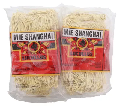 Immagine prodotto di Lucullus Mie Shanghai Chinese Noodles 250g – Tagliatelle di grano asiatiche per wok e zuppa