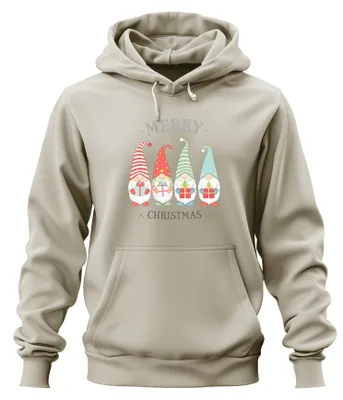 Productafbeelding van Fijne Kerst! Kleine kerstelf, kerstkabouter, cadeau, schattig, uni, hoodie, sweater, natuur, maat L