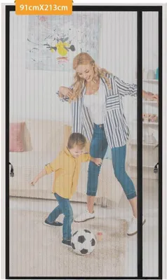 Produktbild von Famanu Magnetische Fliegengittertür - 90 x 210 cm, Schwarz, ohne Bohren