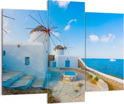 Produktbild von Bild auf Leinwand - Leinwandbild - Griechenland Insel Küste Haus - 130x100cm - Wand Bild - Wanddeko - Leinwanddruck - Bilder - Kunstdruck - Leinwand bilder - Wandkunst - CB130x100-2424