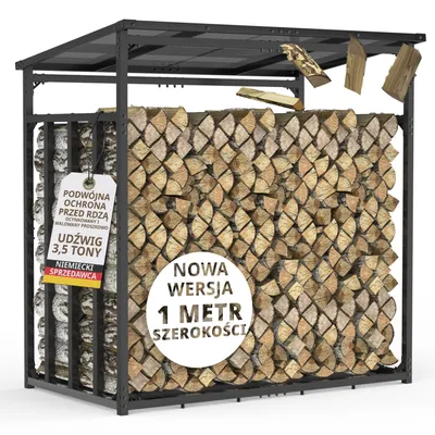 Zdjęcie produktu dla Stojak na drewno opałowe 185x105x185 cm ocynkowany z dachem w kolorze antracyt – ogrodowa wiata odporna na warunki atmosferyczne