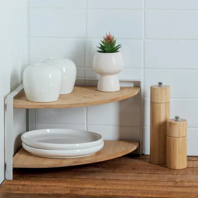 Obrázek produktu pro Rohová polička na kuchyňskou linku ORDERA, 29,7 x 29,7 x 20,5 cm, bílá