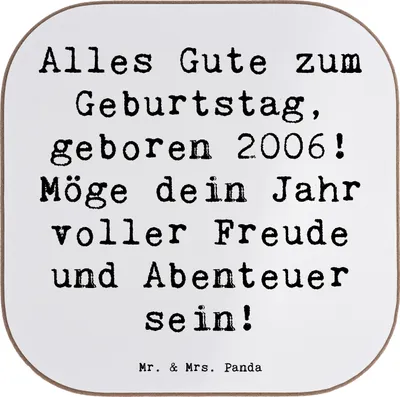 Produktbild von Mr. & Mrs. Panda Untersetzer Tasse Spruch 2006 Geburtstag - Weiß - Geschenk, Geburtstagswunsch, Happy Birthday, Geburtstagsgeschenk, gläseruntersetzer, Coaster, Gläser
